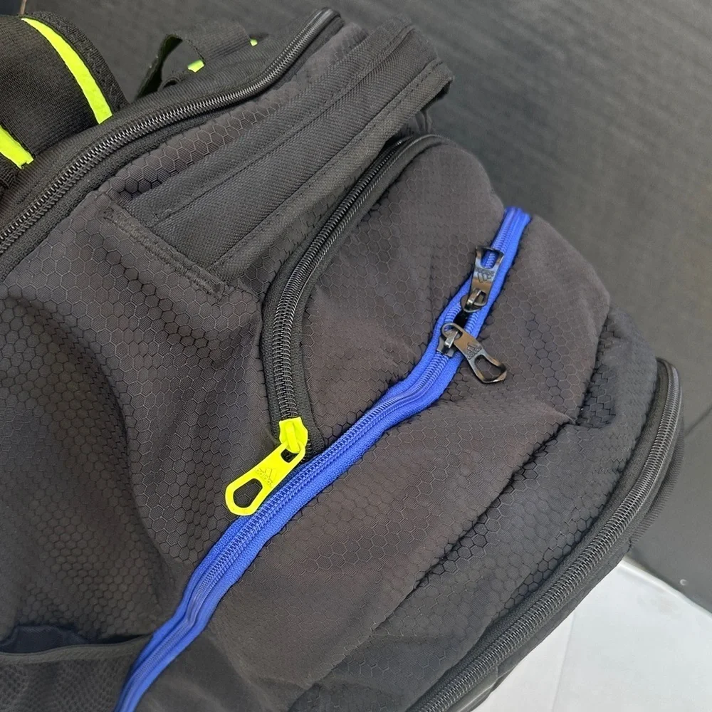 Adidas Black and Neon Men's Backpack